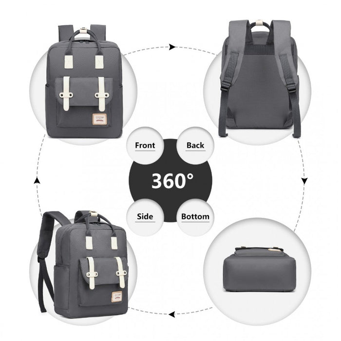 Eb2211 - Kono Casual Daypack Lightweight Backpack Travel Bag - Grey