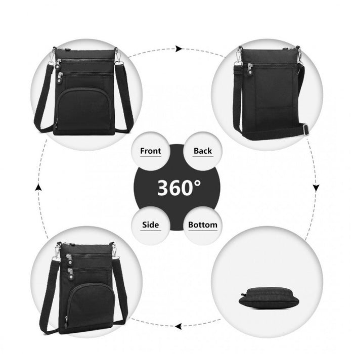 Eb2228 - Kono Casual Multi Pocket Rfid Blocking Cross Body Bag - Black