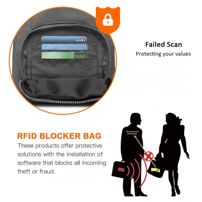 Eb2228 - Kono Casual Multi Pocket Rfid Blocking Cross Body Bag - Grey