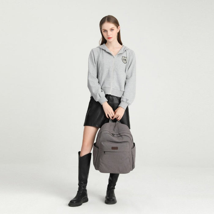 Eb2234 - Sac à dos d'école décontracté léger en toile Kono - Gris