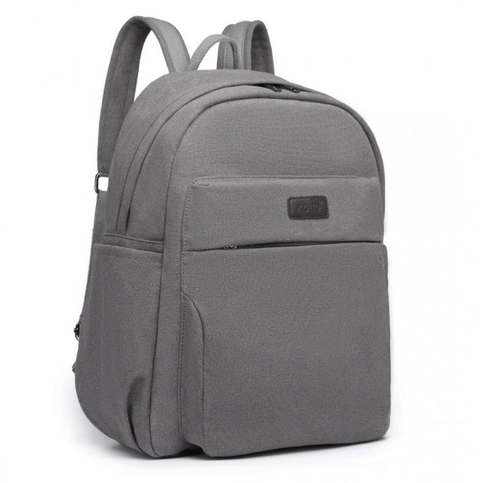 Eb2234 - Kono Canvas Lightweight Casual School Backpack - Grey