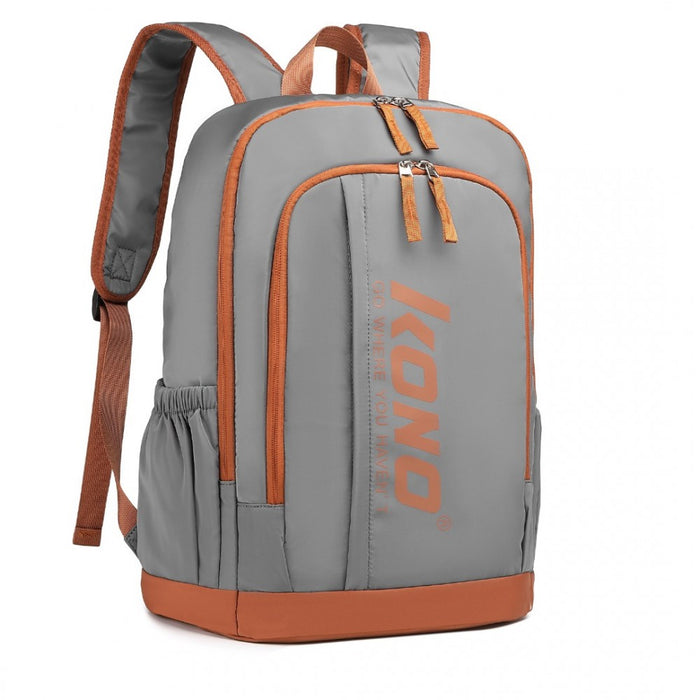 EB2325 - Sac à dos décontracté imperméable aux couleurs contrastées Kono avec compartiment pour ordinateur portable - Gris