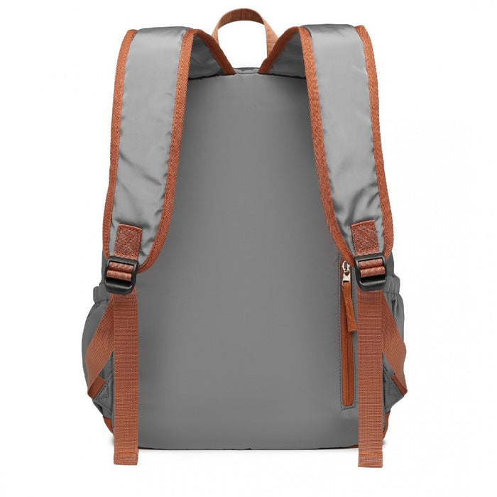 EB2325 - Sac à dos décontracté imperméable aux couleurs contrastées Kono avec compartiment pour ordinateur portable - Gris