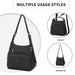 Eh2063 - Kono Three Way Multipurpose Casual Shoulder Bag With Double Zippers - Black - Image 5