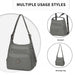 Eh2063 - Kono Three Way Multipurpose Casual Shoulder Bag With Double Zippers - Grey - Image 5