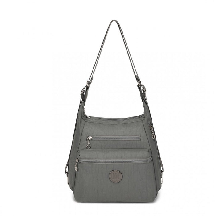 Eh2063 - Kono Three Way Multipurpose Casual Shoulder Bag With Double Zippers - Grey - Image 2