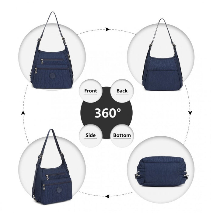 Eh2063 - Kono Three Way Multipurpose Casual Shoulder Bag With Double Zippers - Navy