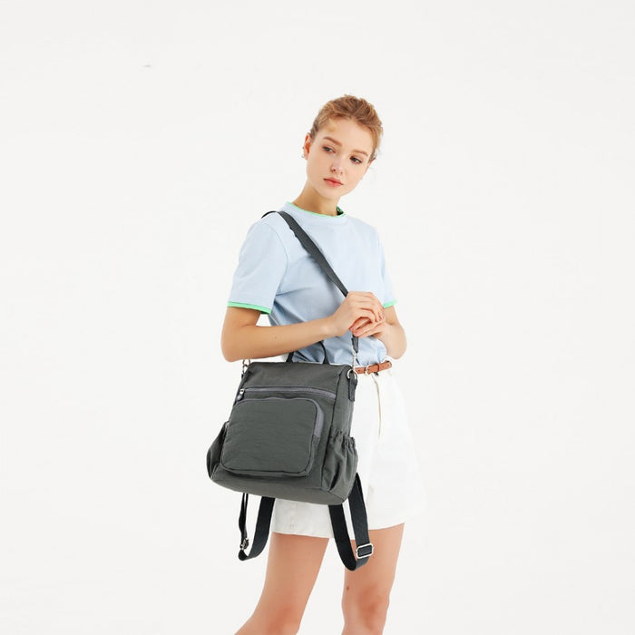 Eh2107 - Kono Multi Way Anti-theft Waterproof Backpack Shoulder Bag - Grey - Image 9