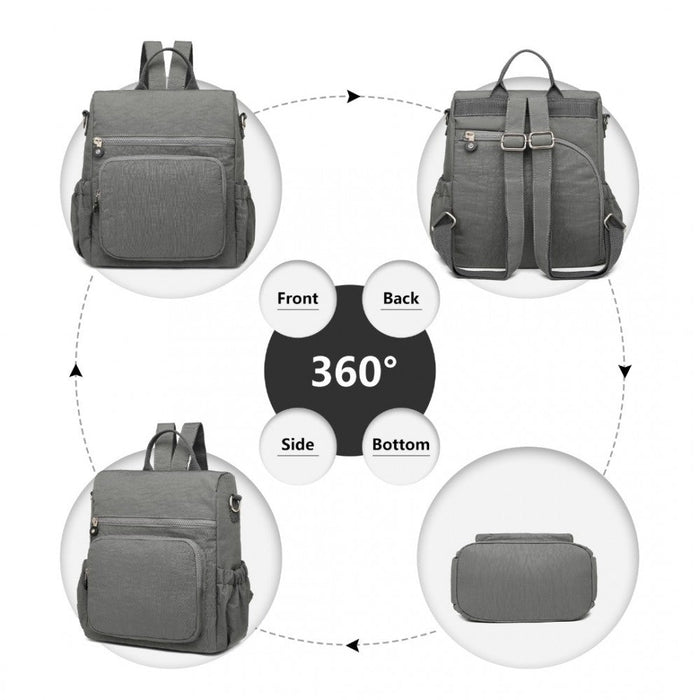 Eh2107 - Kono Multi Way Anti-theft Waterproof Backpack Shoulder Bag - Grey