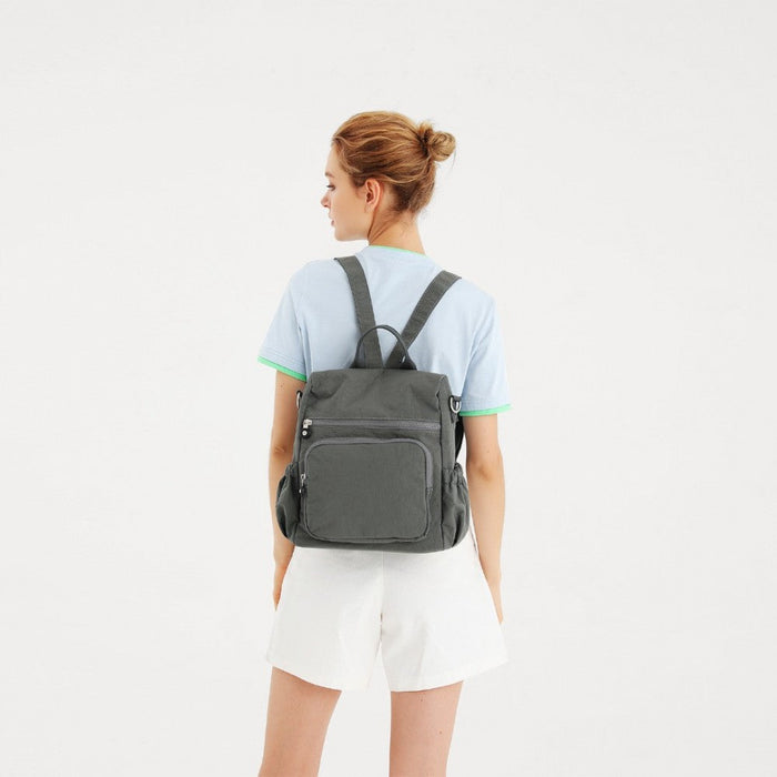 Eh2107 - Kono Multi Way Anti-theft Waterproof Backpack Shoulder Bag - Khaki