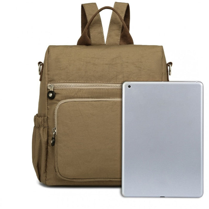 Eh2107 - Kono Multi Way Anti-theft Waterproof Backpack Shoulder Bag - Khaki