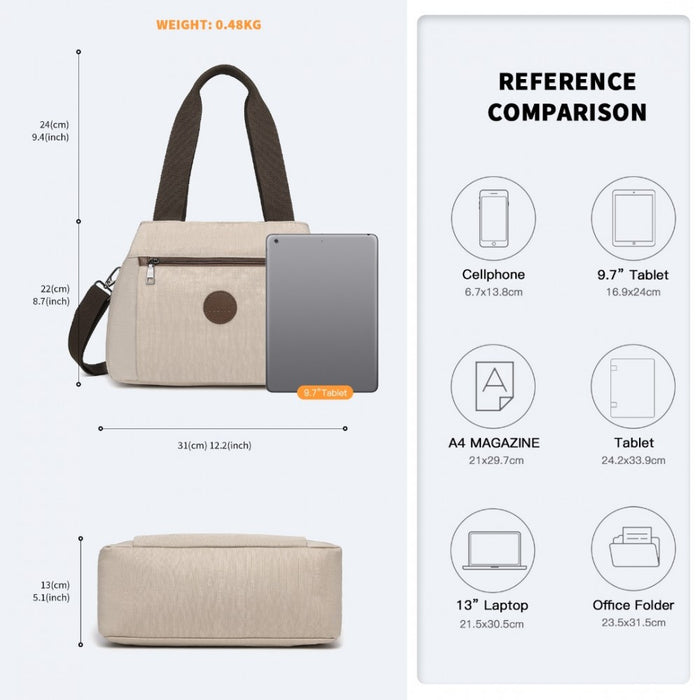 Eh2239 - Kono Waterproof Multi-functional Handbag Cross Body Bag - Grey - Image 4
