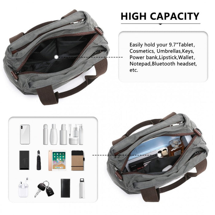 Eh2239 - Kono Waterproof Multi-functional Handbag Cross Body Bag - Grey