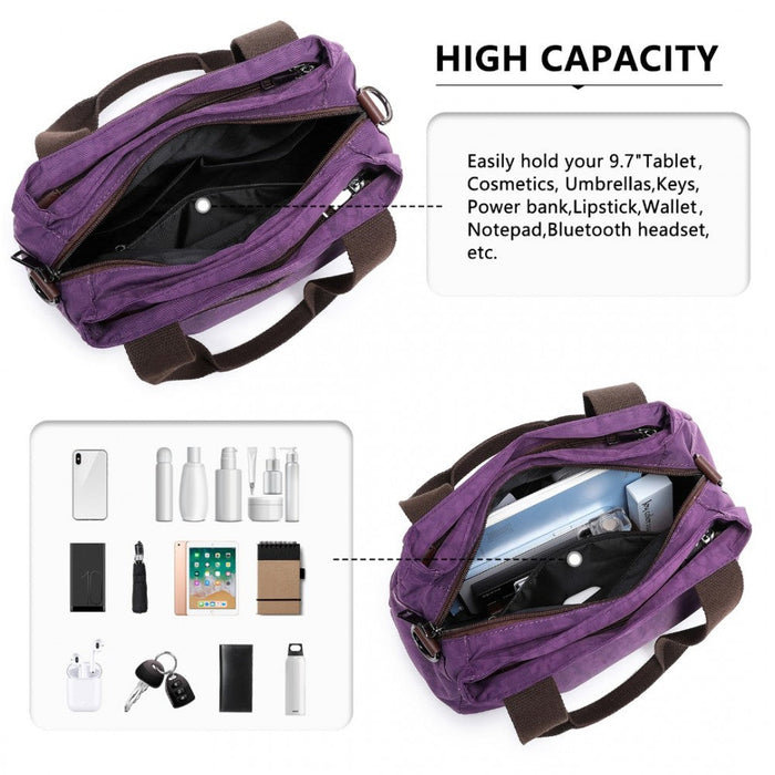 Eh2239 - Kono Waterproof Multi-functional Handbag Cross Body Bag - Purple