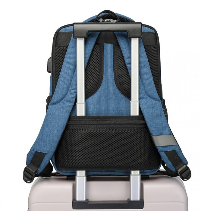 EM2111S - Kono Multi-Compartment Backpack with USB Port - Blue