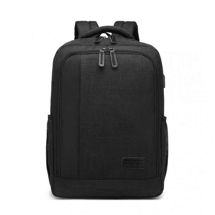 EM2111S - Kono Multi-Compartment Backpack with USB Port - Black