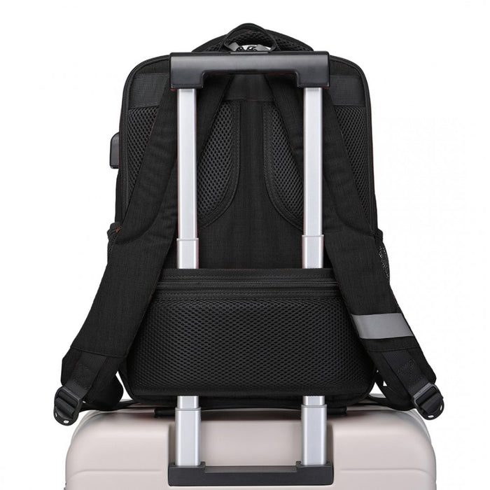 EM2111S - Kono Multi-Compartment Backpack with USB Port - Black