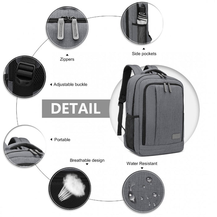 EM2111S - Kono Multi-Compartment Backpack with USB Port - Grey - Love Thy Bargains