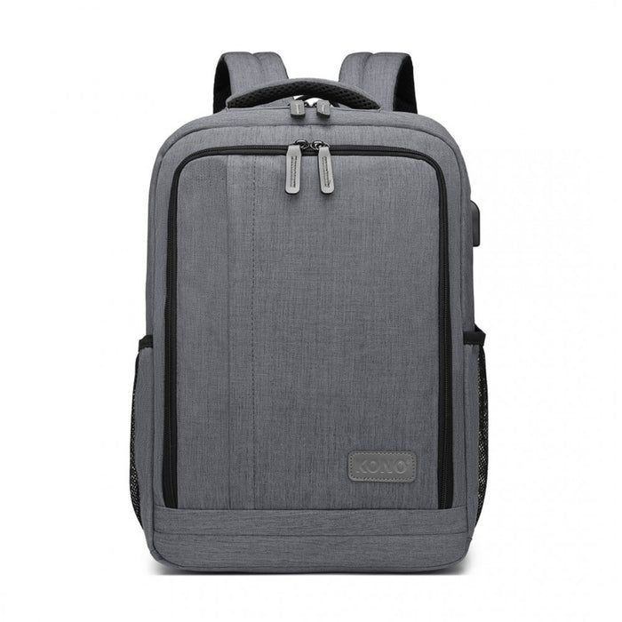 EM2111S - Kono Multi-Compartment Backpack with USB Port - Grey - Love Thy Bargains