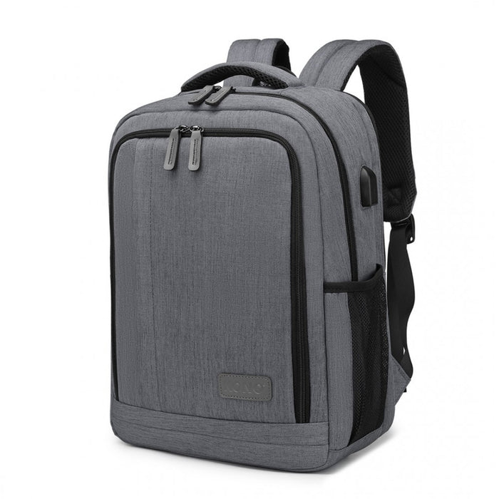 EM2111S - Kono Multi-Compartment Backpack with USB Port - Grey - Love Thy Bargains