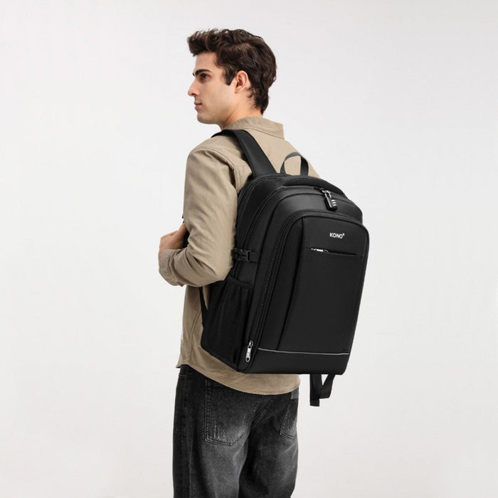 Em2130 - Kono Functional Travel Backpack With Usb Charging Port - Grey