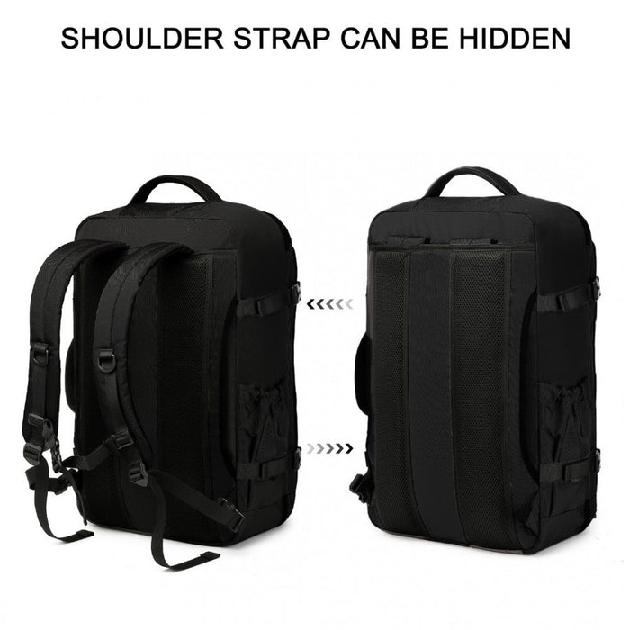 Em2207 - Kono Multifunctional Portable Travel Backpack Cabin Luggage Bag - Black