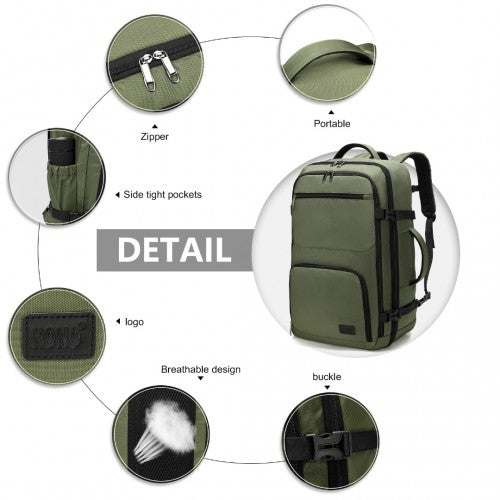 Em2207 - Sac à dos de voyage portable multifonctionnel Kono - Sac à bagages de cabine - Vert