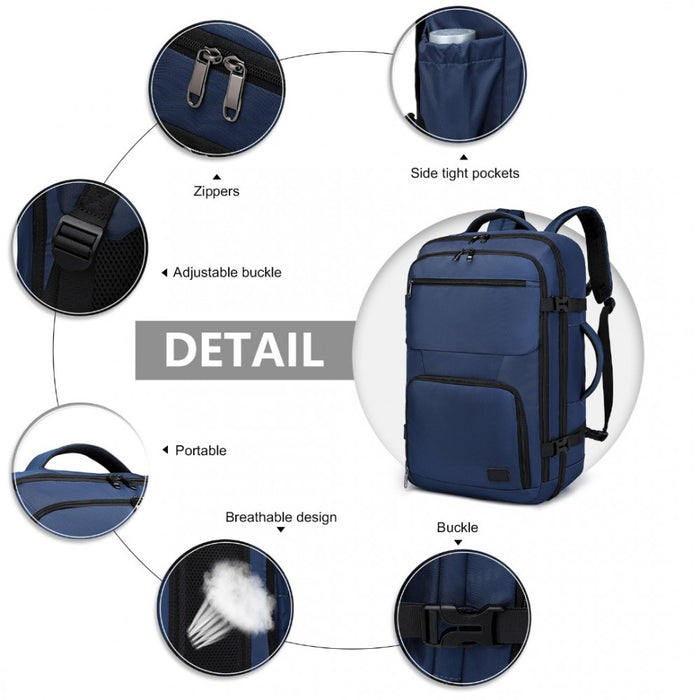 EM2207 - Kono Multifunctional Portable Travel Backpack Cabin Luggage Bag - Navy