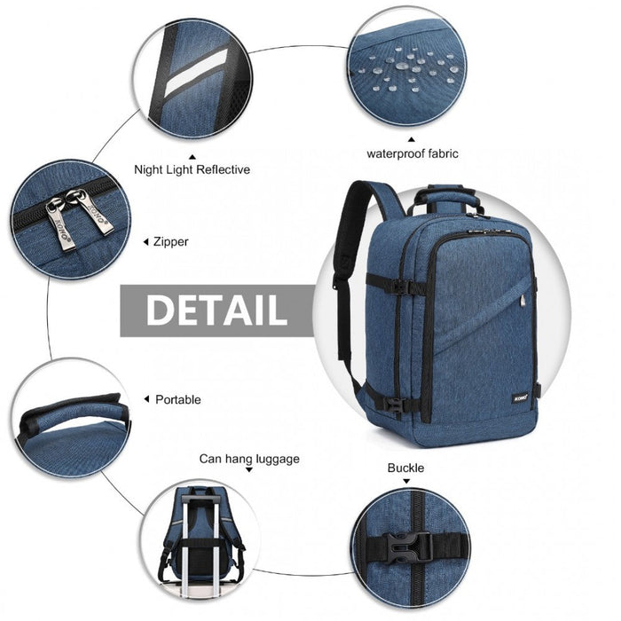 Em2231 - Kono Lightweight Cabin Bag Travel Business Backpack - Navy