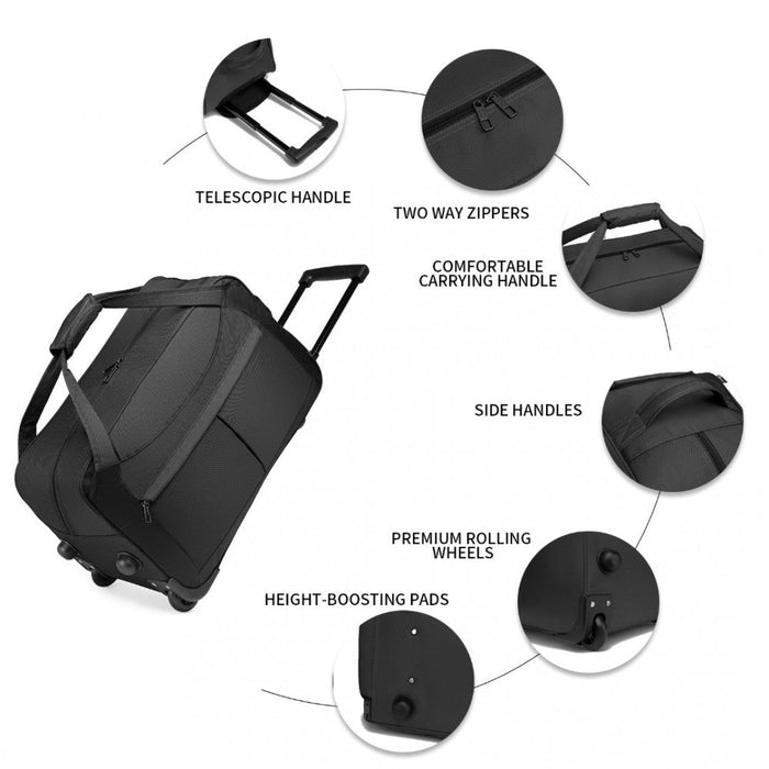 Eq2235 - Kono Foldable Large Capacity Trolley Travel Bag - Black