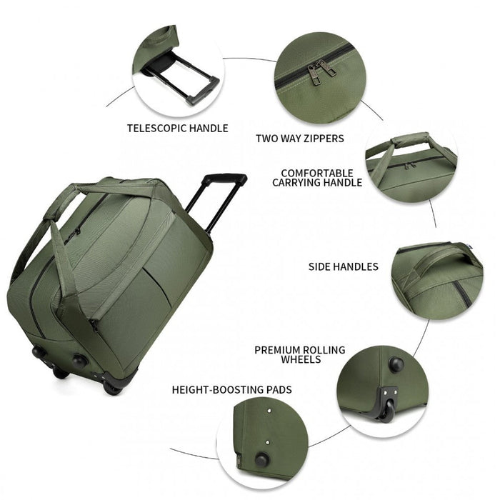 Eq2235 - Kono Foldable Large Capacity Trolley Travel Bag - Green