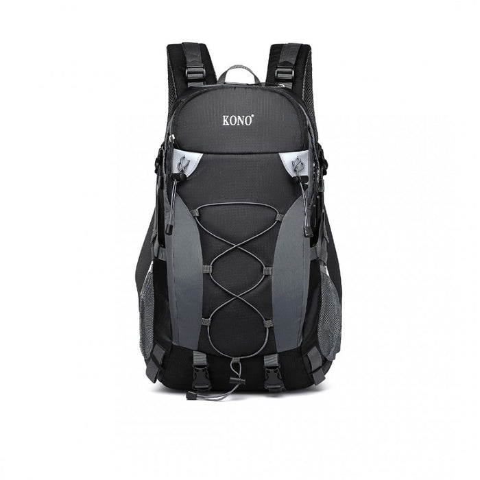 EQ2238 - Kono Multi Functional Outdoor Hiking Backpack With Rain Cover - Black