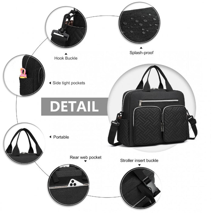 Eq2248 - Kono Durable And Functional Changing Tote Bag - Black