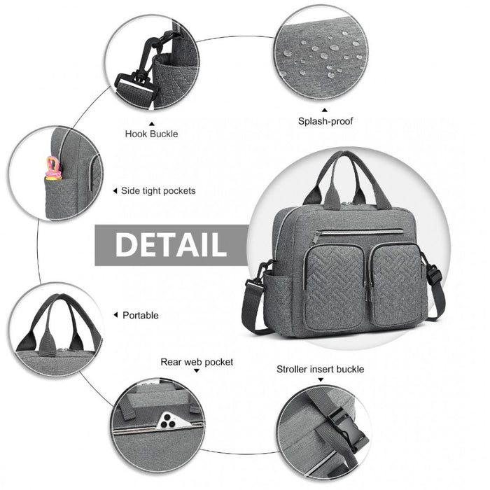 Eq2248 - Kono Durable And Functional Changing Tote Bag - Grey