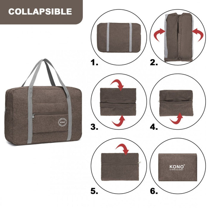 Eq2256 - Bolso de viaje plegable impermeable con almacenamiento Kono - Marrón