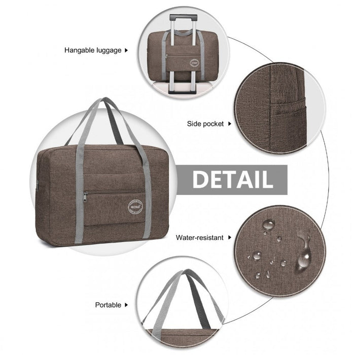 Eq2256 - Bolso de viaje plegable impermeable con almacenamiento Kono - Marrón