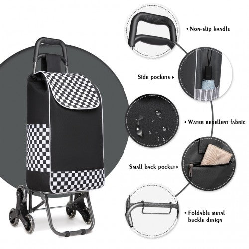 6 Wheel Push Shopping Trolley - Black - Love Thy Bargains