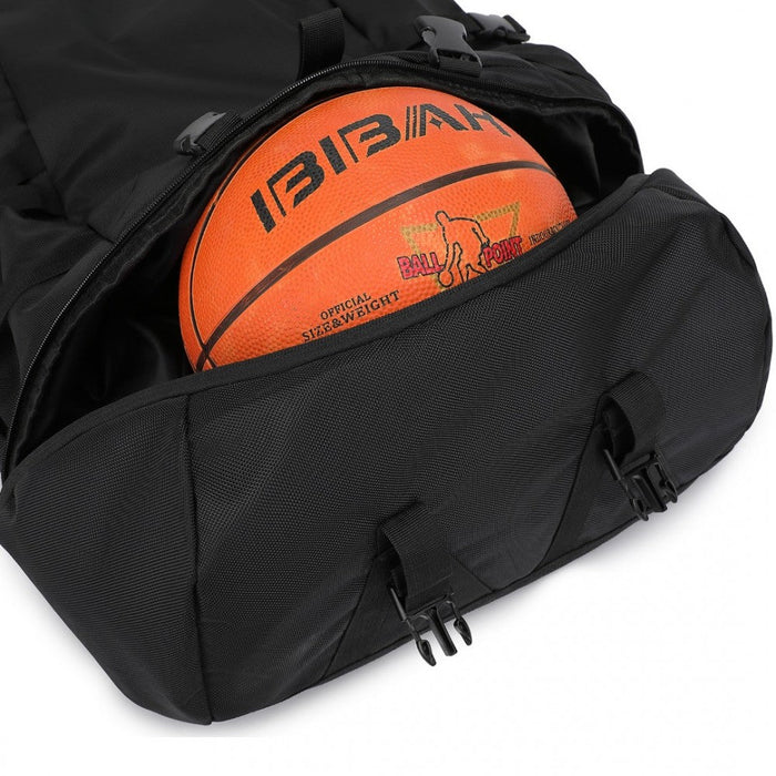 Eq2302 - Kono Large Capacity Basketball Sports Fitness Backpack - Black