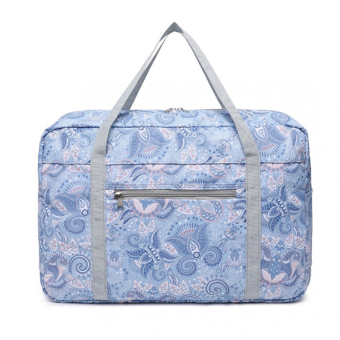 Eq2308p - Kono Foldable Waterproof Storage Cabin Travel Handbag Print - Light Blue