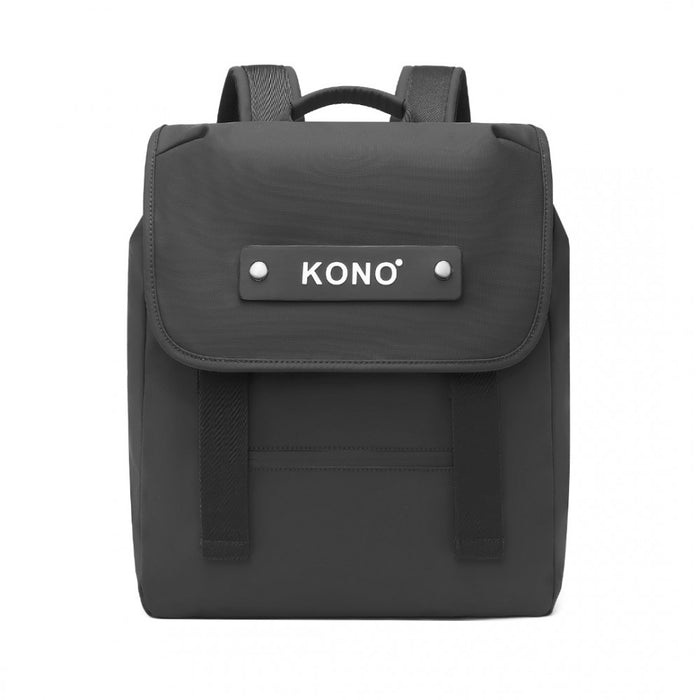 EQ2327 - Kono PVC Coated Water-resistant Streamlined And Innovative Flap Backpack - Black