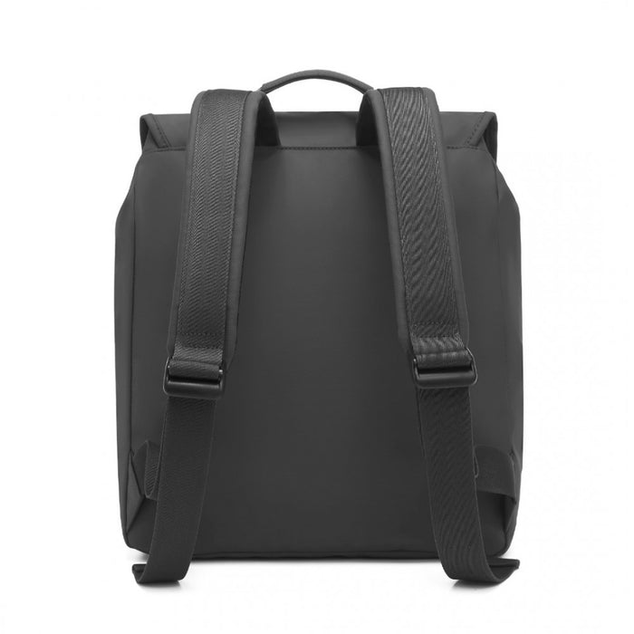 EQ2327 - Kono PVC Coated Water-resistant Streamlined And Innovative Flap Backpack - Black