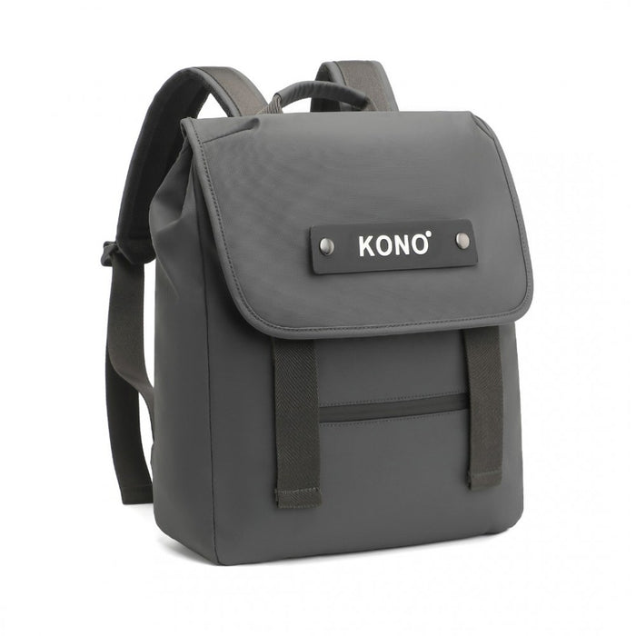 EQ2327 - Kono PVC Coated Water-resistant Streamlined And Innovative Flap Backpack - Grey