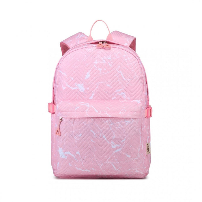 EQ2361 - Sac à dos d'école résistant à l'eau Kono avec compartiment sécurisé pour ordinateur portable - Rose