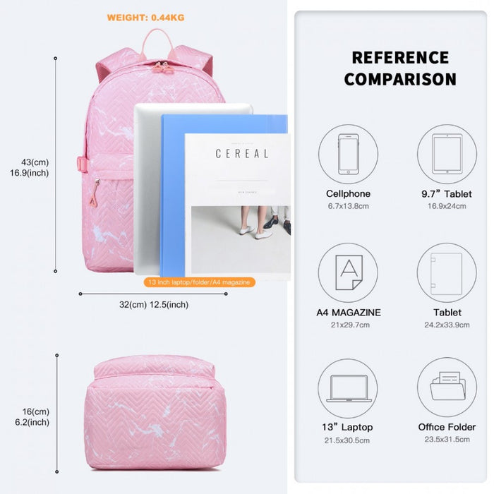 EQ2361 - Sac à dos d'école résistant à l'eau Kono avec compartiment sécurisé pour ordinateur portable - Rose