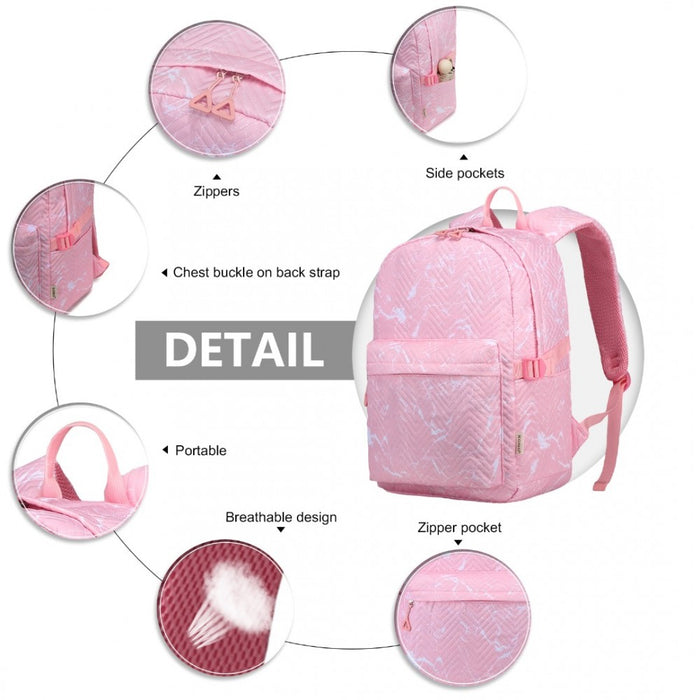 EQ2361 - Sac à dos d'école résistant à l'eau Kono avec compartiment sécurisé pour ordinateur portable - Rose