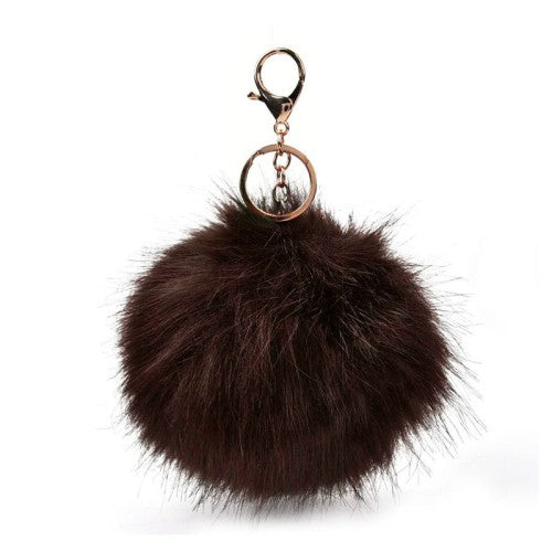 HGRQ279 Brown - Fashion Furry Velvet Ball Metal Button Pendant-0