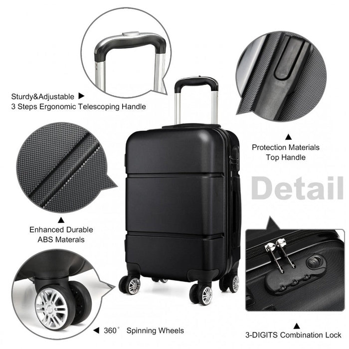 Hard Shell Abs Carry On Suitcase 20 Inch - Black