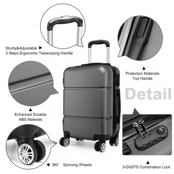 Hard Shell Abs Carry On Suitcase 20 Inch - Grey