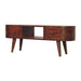 Chestnut Rounded Coffee Table with Open Slot dropshipping