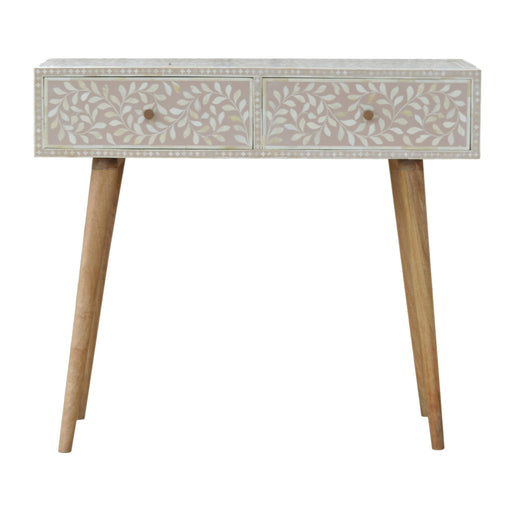 Light Taupe Floral Bone Inlay Console Table for resale